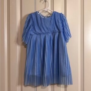 Zara Pleated Cornflower Blue Girls Party Dress